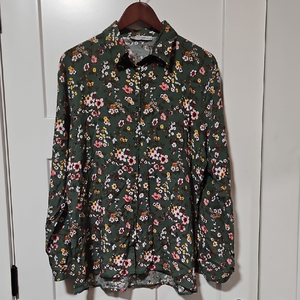 Misell Floral Button-Up Shirt Green Size XL